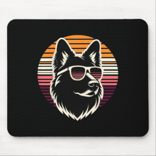 Cool German Shepherd Dog Retro Sunset Art Style Ch Mouse Pad