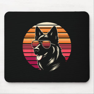 Cool German Shepherd Dog Retro Sunset Art Style Ch Mouse Pad