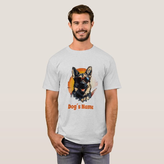 Cool German Shepherd With Sunglasses T-Shirt (Front Full)