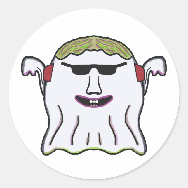 Cool Ghost Classic Round Sticker (Front)