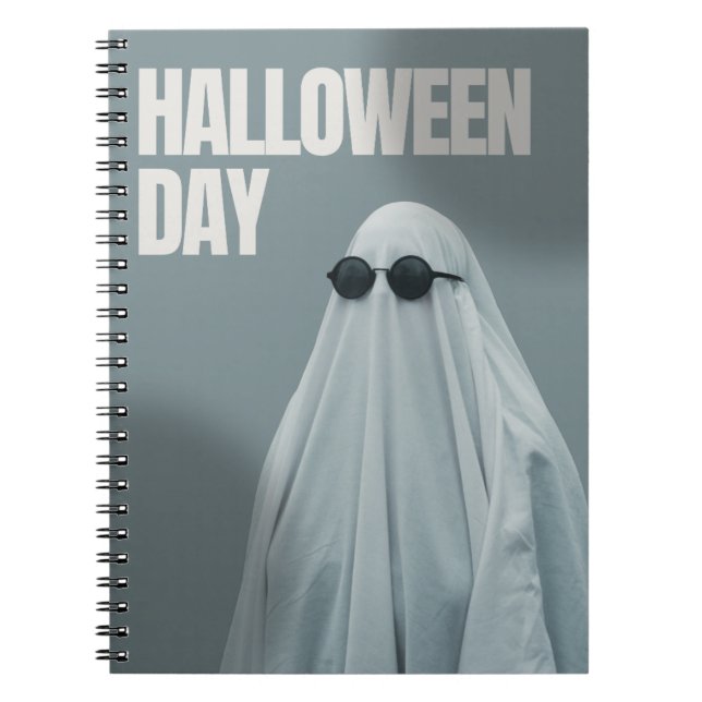 Cool Ghost Halloween Notebook–Minimal Funny Design Notebook (Front)