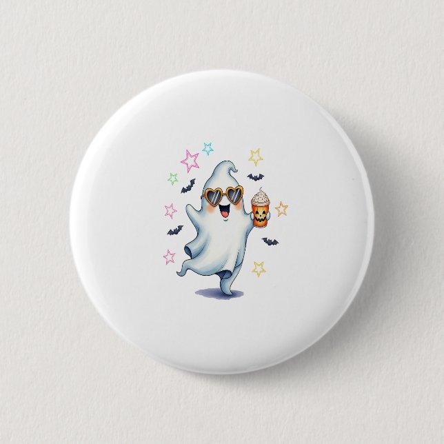 Cool Ghost Halloween Vibes 6 Cm Round Badge (Front)