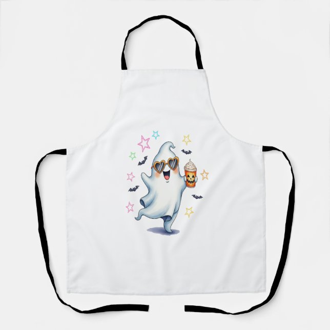 Cool Ghost Halloween Vibes Apron (Front)