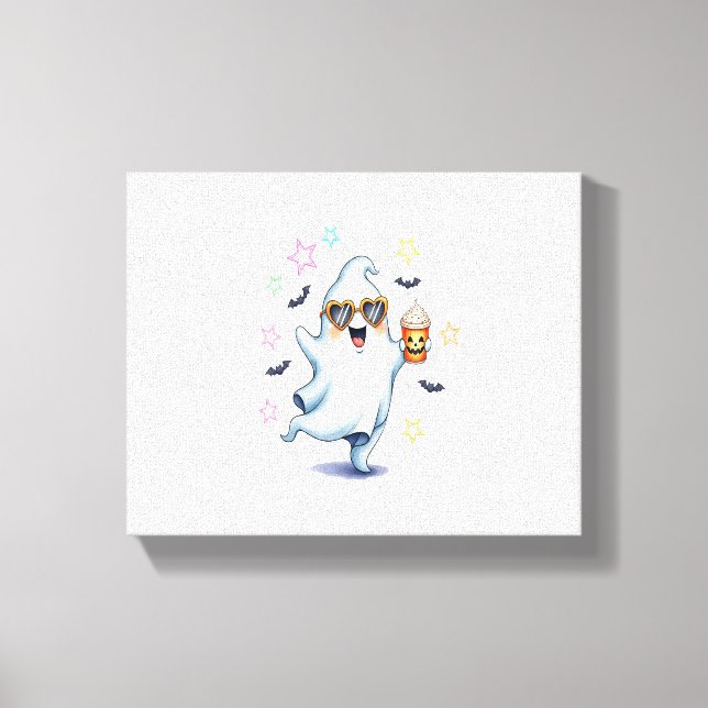 Cool Ghost Halloween Vibes Canvas Print (Front)