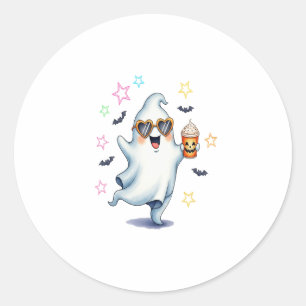 Cool Ghost Halloween Vibes Classic Round Sticker