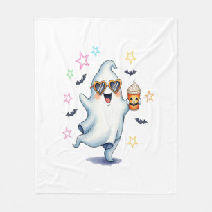 Cool Ghost Halloween Vibes Fleece Blanket