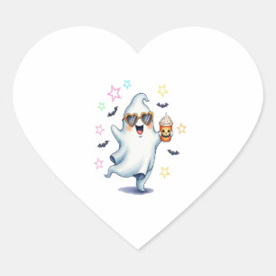 Cool Ghost Halloween Vibes Heart Sticker