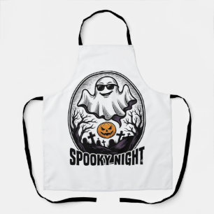 Cool Ghost Halloween Vintage Engraving Tee Art_1 Apron