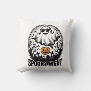 Cool Ghost Halloween Vintage Engraving Tee Art_1 Cushion