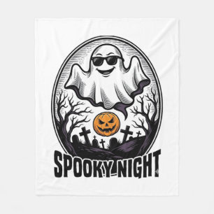 Cool Ghost Halloween Vintage Engraving Tee Art_1 Fleece Blanket
