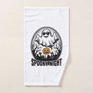 Cool Ghost Halloween Vintage Engraving Tee Art_1 Hand Towel