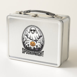 Cool Ghost Halloween Vintage Engraving Tee Art_1 Metal Lunch Box