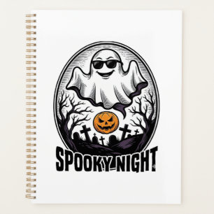 Cool Ghost Halloween Vintage Engraving Tee Art_1 Planner