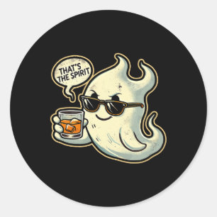 Cool Ghost Whiskey Pun Men Women Funny Halloween  Classic Round Sticker