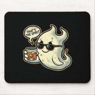 Cool Ghost Whiskey Pun Men Women Funny Halloween Mouse Pad