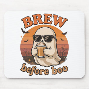 Cool Ghost with Coffee Halloween Mousepad