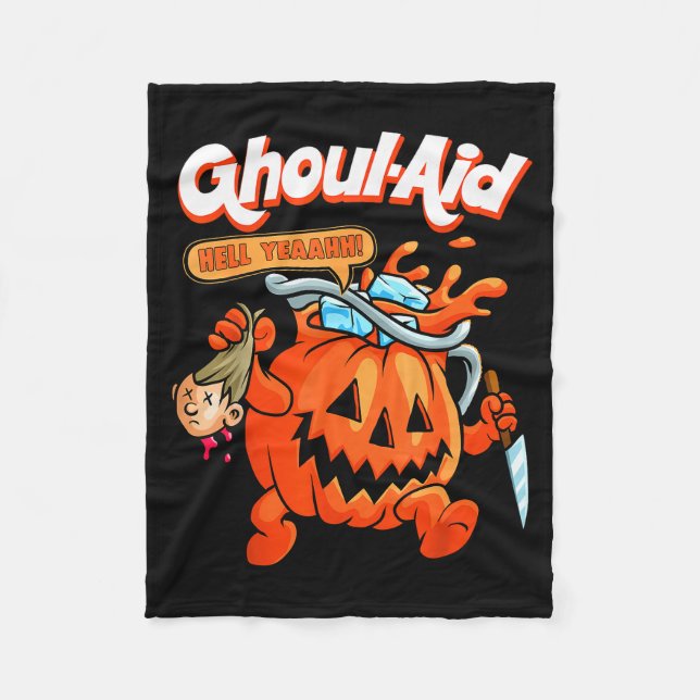 Cool Ghoul Aid Funny Ghoul Pumpkin Cute Meme Hallo Fleece Blanket (Front)