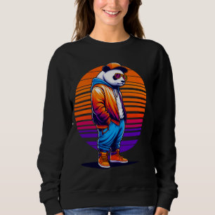 Cool Giant Panda Modern Urban Style Sunset Retro A Sweatshirt