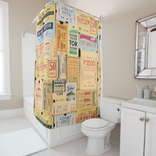 Cool gift for father Cenima tickets ans old stamps Shower Curtain