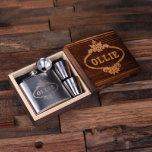 Cool Gift Set: Steel Shot Glasses & 5 oz. Flask<br><div class="desc">This sets comes with 1 whiskey flask,  2 steel metal glasses and 1 wood box. It is the best choice for anyone who needs great groomsmen gift,  best man gift,  graduation gift,  21st birthday gift.</div>