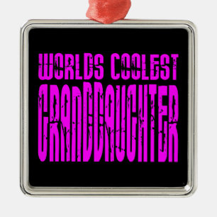 Cool Gifts : Pink Worlds Coolest Granddaughter Metal Tree Decoration