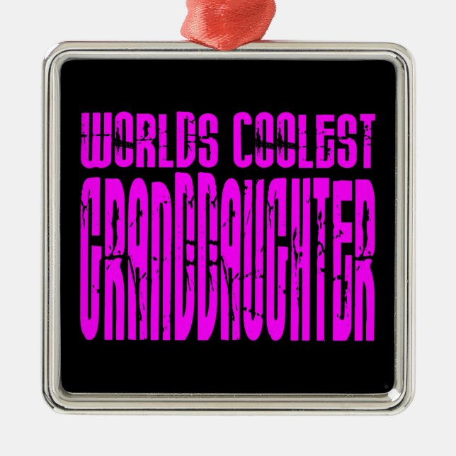 Cool Gifts : Pink Worlds Coolest Granddaughter Metal Tree Decoration (Front)