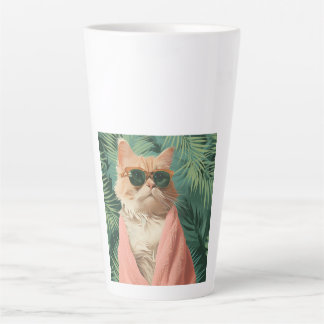 Cool Ginger Cat Vacation Vibes Aesthetic Latte Mug