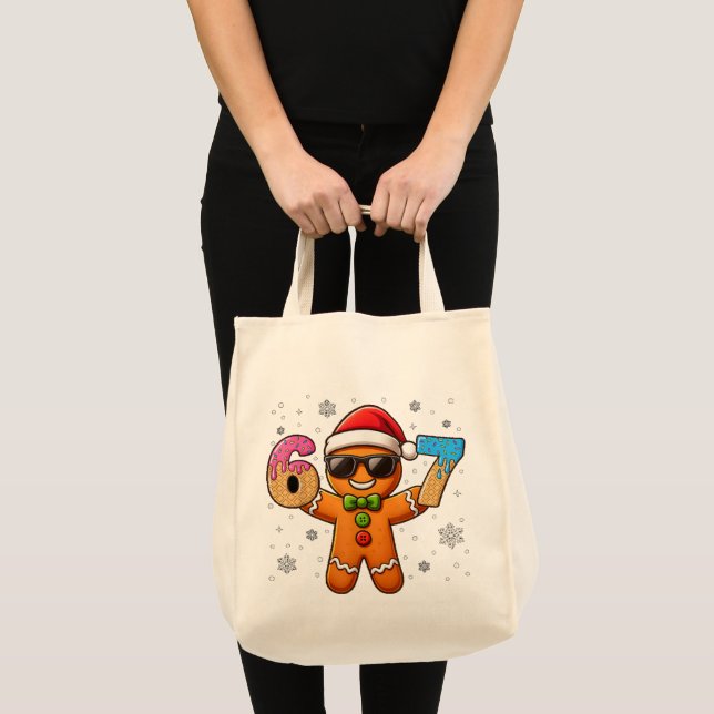 Cool Gingerbread 67 — Holiday Ice‑Cream Numbers Tote Bag (Front (Product))