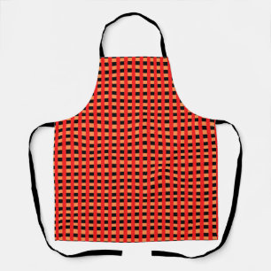 Cool Gingham Orange, Red and Black Pattern Design Apron