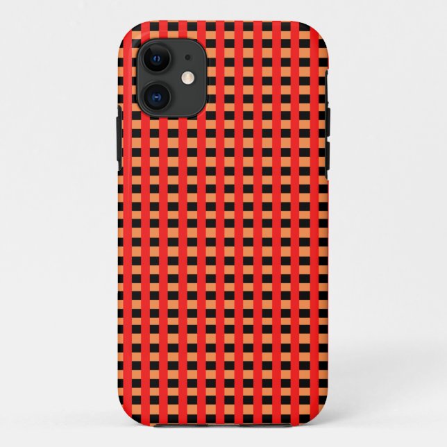 Cool Gingham Orange, Red and Black Pattern Design Case-Mate iPhone Case (Back)