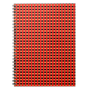 Cool Gingham Orange, Red and Black Pattern Design Notebook