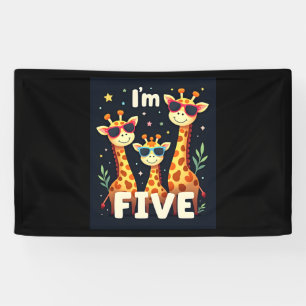 Cool Giraffe 5th Birthday Party 5 Year Old Toddler Banner