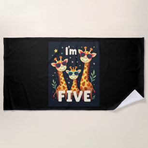 Cool Giraffe 5th Birthday Party 5 Year Old Toddler Beach Towel