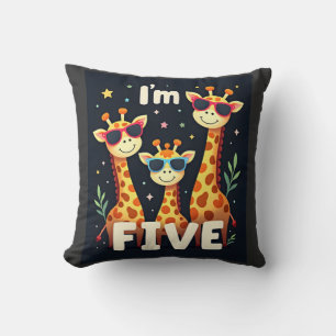 Cool Giraffe 5th Birthday Party 5 Year Old Toddler Cushion