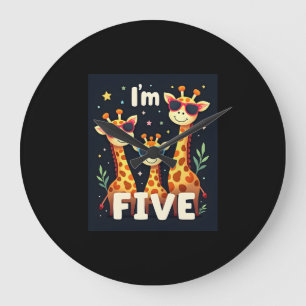 Cool Giraffe 5th Birthday Party 5 Year Old Toddler Large Clock