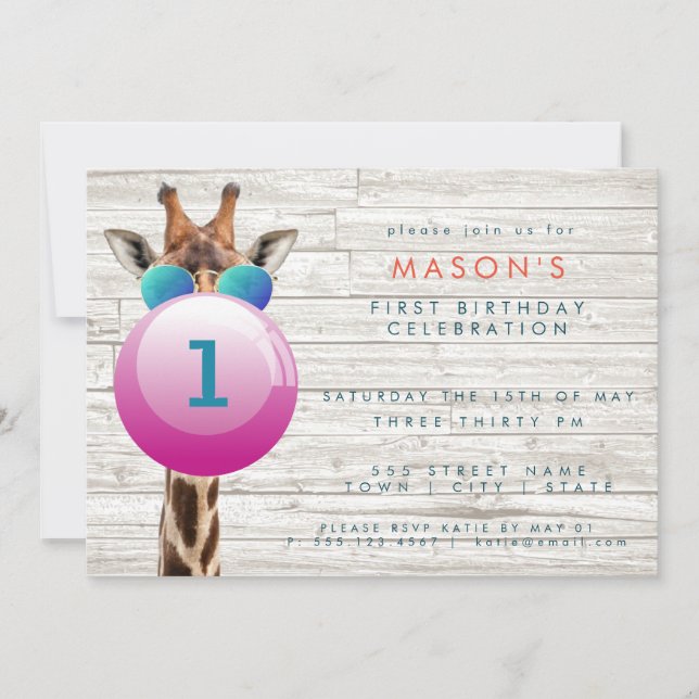 Cool Giraffe and Bubblegum | Party Invitation (Front)