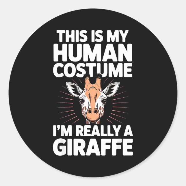 Cool Giraffe Art For Men Women Kids Toddler Giraff Classic Round Sticker (Front)