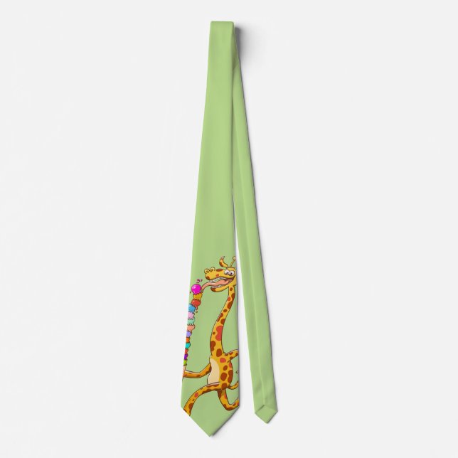 Cool Giraffe Eating Ice Cream Tie (Front)