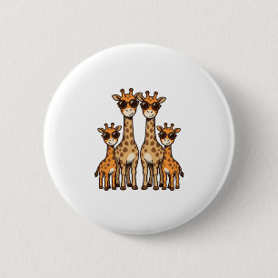 Cool Giraffe Family Sunglasses Vintage Engraving T 6 Cm Round Badge