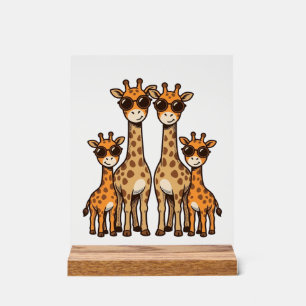 Cool Giraffe Family Sunglasses Vintage Engraving T Acrylic Sign