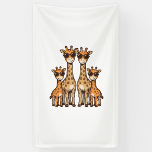 Cool Giraffe Family Sunglasses Vintage Engraving T Banner