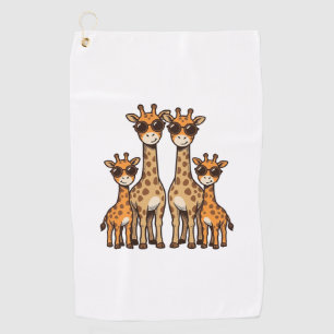 Cool Giraffe Family Sunglasses Vintage Engraving T Golf Towel