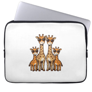 Cool Giraffe Family Sunglasses Vintage Engraving T Laptop Sleeve