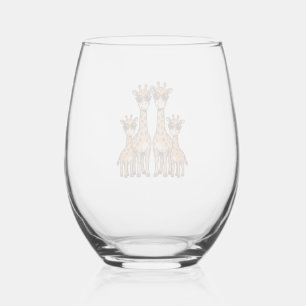 Cool Giraffe Family Sunglasses Vintage Engraving T Stemless Wine Glass