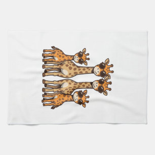 Cool Giraffe Family Sunglasses Vintage Engraving T Tea Towel