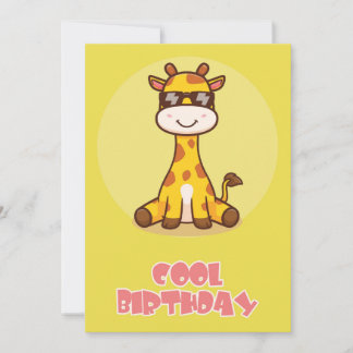Cool giraffe Flat Greeting Card