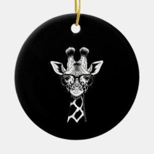 Cool Giraffe Graphic Casual Summer Funny Cute Anim Ceramic Tree Decoration