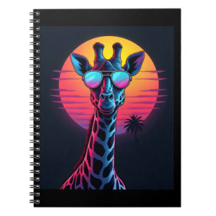 Cool Giraffe In Sunglasses Under Sunset Long Sleev Notebook