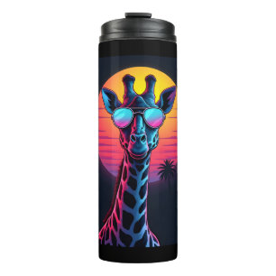Cool Giraffe In Sunglasses Under Sunset Long Sleev Thermal Tumbler