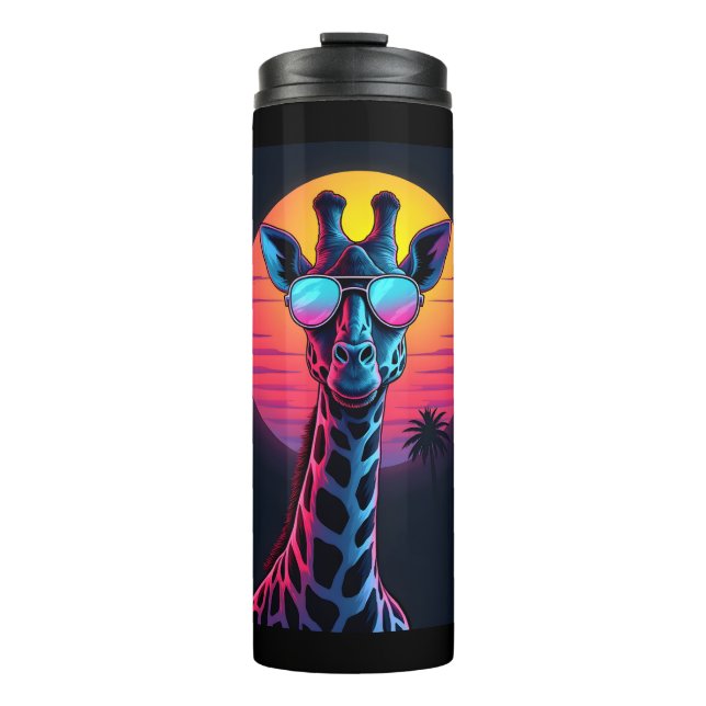 Cool Giraffe In Sunglasses Under Sunset Long Sleev Thermal Tumbler (Front)